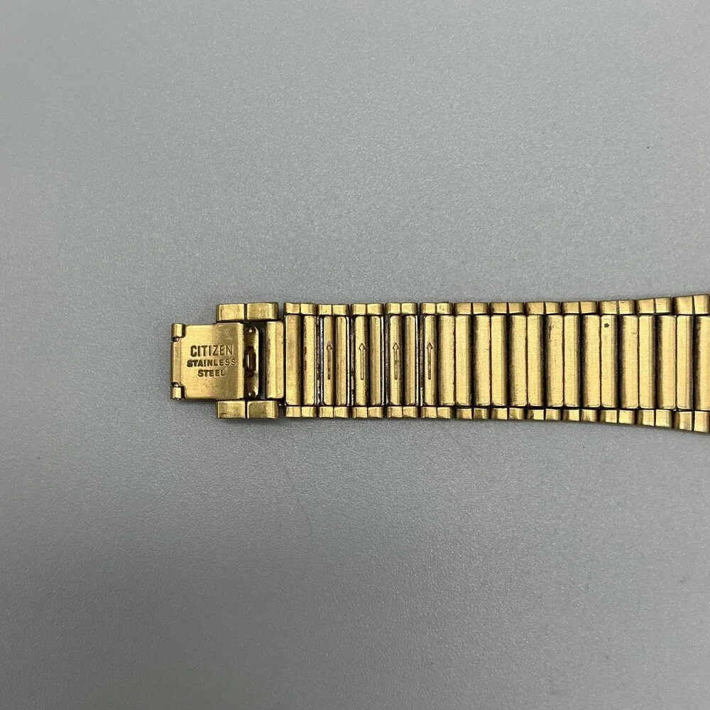 Vintage Citizen Mens Watch 24mm Black Dial Gold Tone Broken Band New Battery